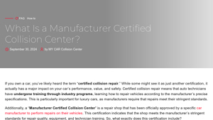 Manufacturer Certified Collision Center - Certified Repair Services