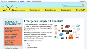 NaplesGov - Emergency Supply Kit Checklist