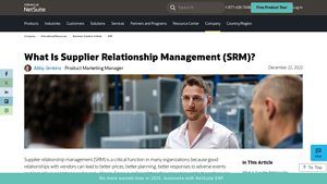 NetSuite - Supplier Relationship Management