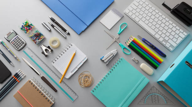 A stock image illustrating office supplies nearby concepts