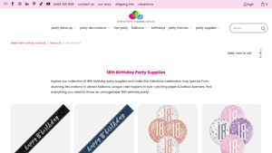 Online Party Supplies - 18th Birthday Party Essentials