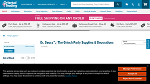 Oriental Trading - Grinch Party Supplies