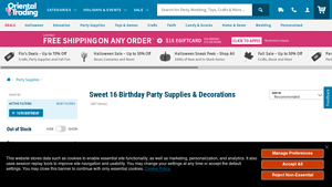 Oriental Trading - Sweet 16 Party Supplies