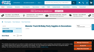 Oriental Trading - Monster Truck Party Supplies