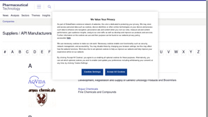 AqVida - Generic Oncology Products; Argus Chemicals - Fine Chemicals; Biosynth - Custom Synthesis; Candropharm International - THC-Free CBD