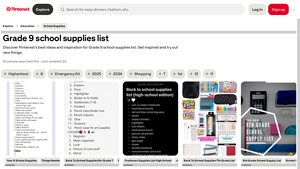 Pinterest - Grade 9 School Supplies List