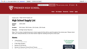 Premier Arlington - Essential School Supplies