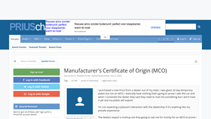 PriusChat - Manufacturer's Certificate of Origin Insights