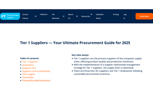 Procurement Tactics - Tier 1 Suppliers