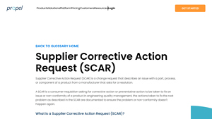 Propel Software - Supplier Corrective Action Request (SCAR)