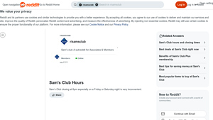 Reddit - Sam's Club Hours Inconvenience