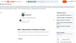 MCO - Vehicle Ownership Document