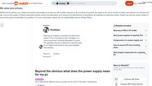 Reddit - Importance of Power Supply Units in PC Builds