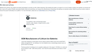 OEM Lithium-Ion Batteries - Key Specifications