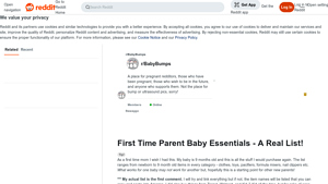 Reddit - Baby Essentials Guide