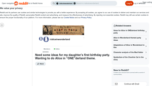 Reddit - Alice in ONEderland Party Ideas