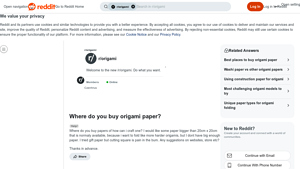 Reddit - Origami Paper Resources