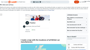 British Car Manufacturers - Location Map