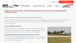 RFS - FAA/PMA Approved Aircraft Brake Parts