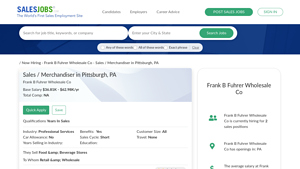 Frank B Fuhrer Wholesale - Sales/Merchandiser Position