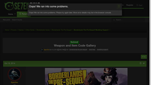 Se7ensins - Borderlands Weapon Gallery