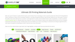 Simplify3D - Ultimate 3D Printing Materials Guide