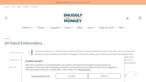 Snuggly Monkey - Hand Embroidery Kits & Supplies