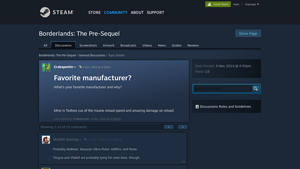 Weapon Manufacturers - Favorite Brands in Borderlands: The Pre-Sequel