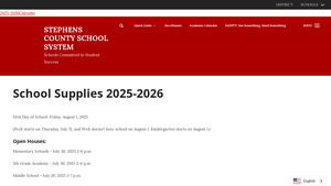 Stephens County Schools - 2025-2026 Supply Lists
