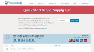 TeacherLists - Essential School Supplies