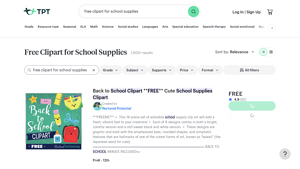 Teachers Pay Teachers - Free School Supplies Clip Art