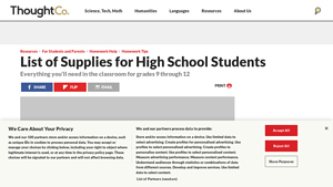 ThoughtCo - General School Supplies