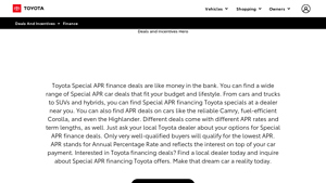 Toyota - Special APR Finance Deals