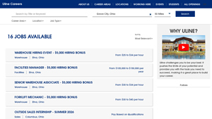 Uline - Job Opportunities in Grove City