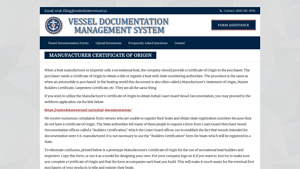 United States Vessel - Manufacturer Certificate of Origin