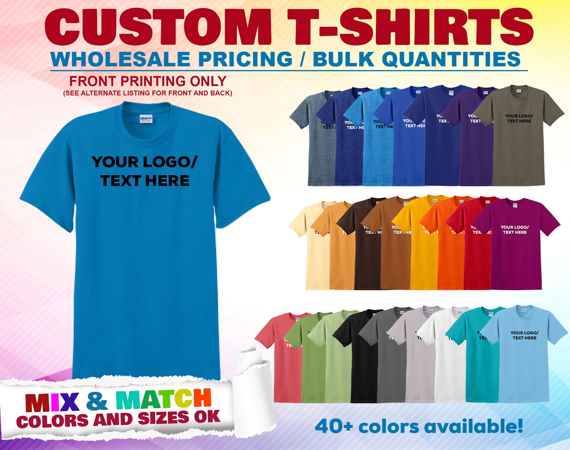 A stock image illustrating wholesale t shirt printing concepts