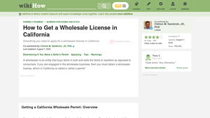 California Seller's Permit - Wholesale License