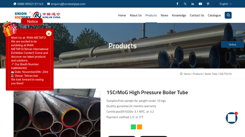 15CrMoG High Pressure Boiler Tube