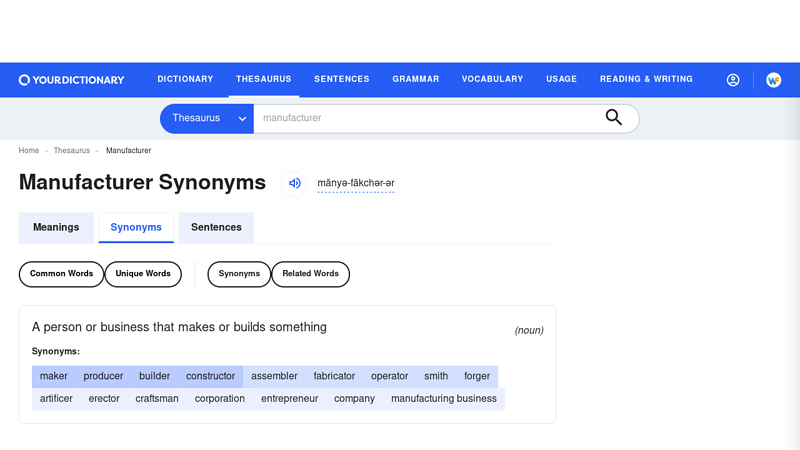 16 Synonyms and Antonyms for Manufacturer