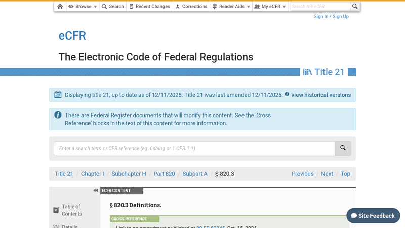 21 CFR 820.3