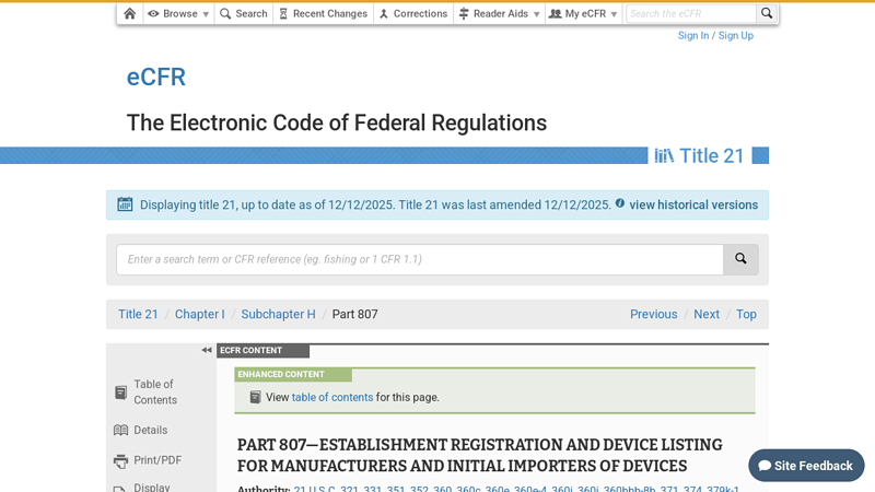 21 CFR Part 807