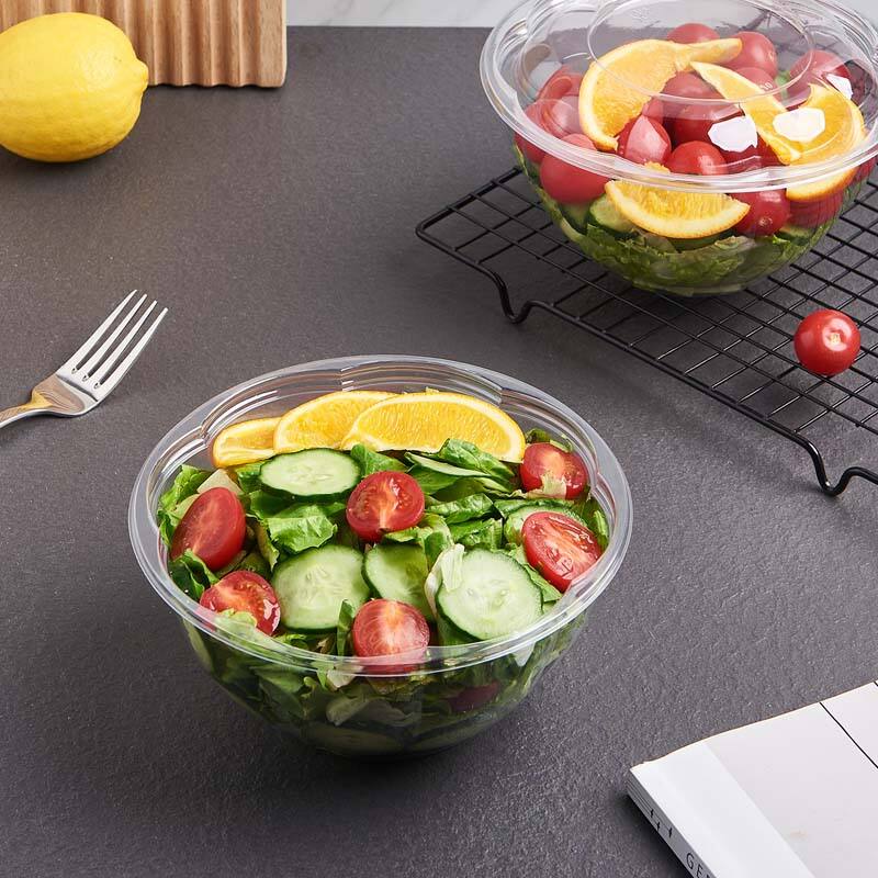 32 oz PET Plastic Fruit Salad Bowl With Lids
