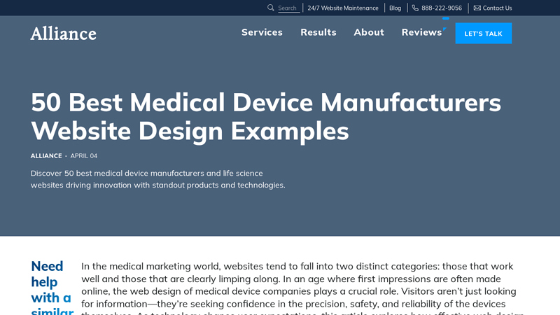 50 Best Medical Device Manufacturers Website Design Examples