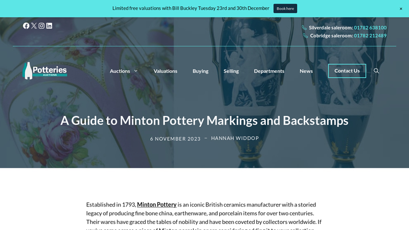 A Guide to Minton Pottery Markings and Backstamps