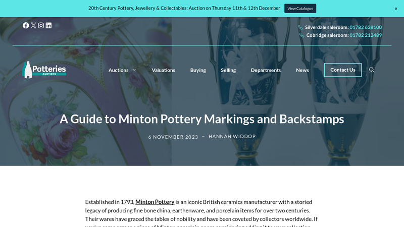 A Guide to Minton Pottery Markings and Backstamps