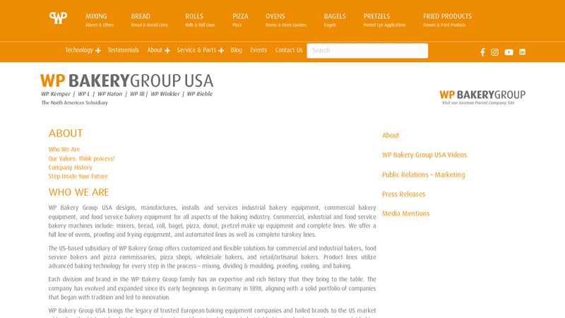 About • WP Bakery Group USA Industrial Bakery Equipment