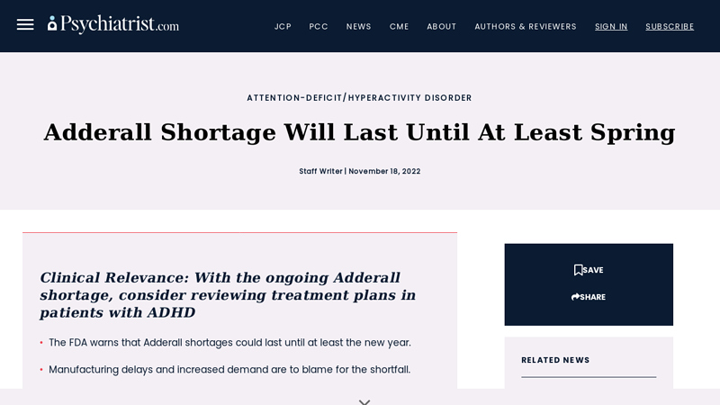 Adderall Shortage Will Last Until At Least Spring