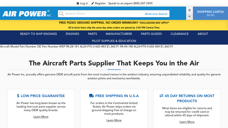 Air Power Inc.: Aircraft Parts Supplier