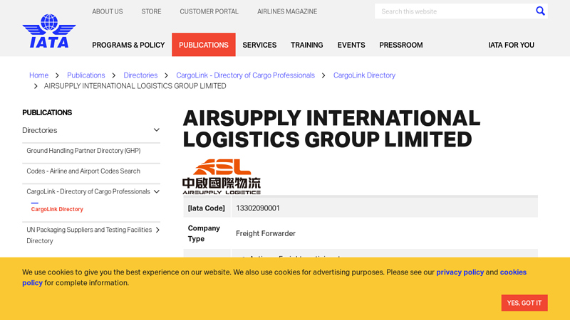 AIRSUPPLY INTERNATIONAL LOGISTICS GROUP LIMITED