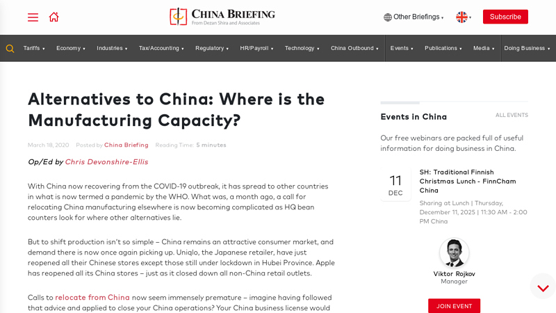 Alternatives to China